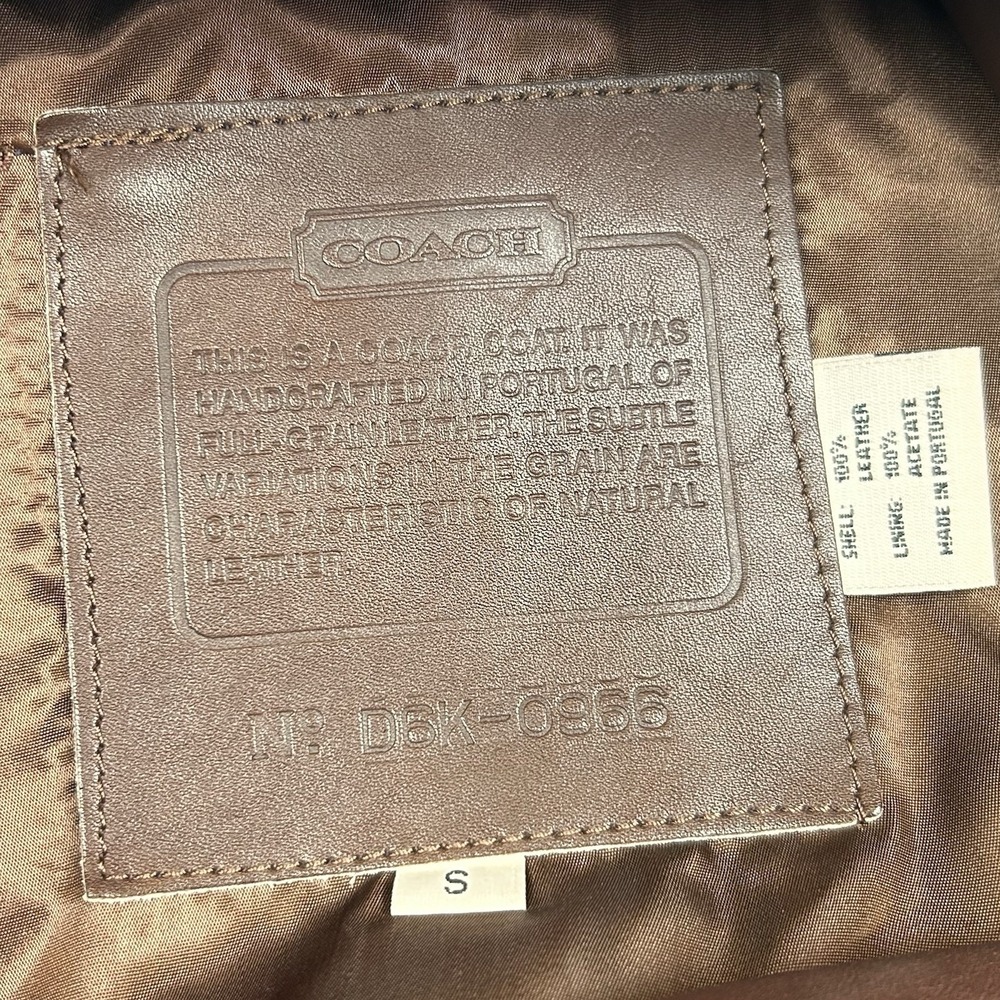 COACH Brown Leather Coat  No.D6K-0966 Sz Small MISSING Belt  VINTAGE  Jacket - Picture 3 of 16
